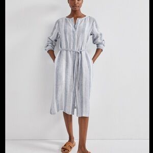 Haven Well Within 100% Linen Shirt Dress Size XL Ombre Stripe Loungewear Midi